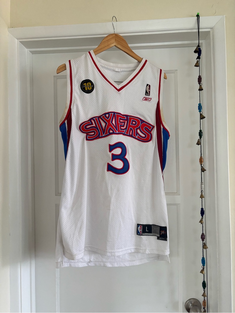 vintage philadelphia sixers iverson jersey size l